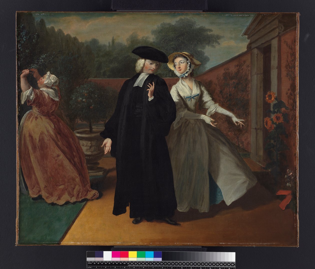 Pamela shows Mr Williams a hiding place for her letters, from `Pamela: or Virtue Rewarded