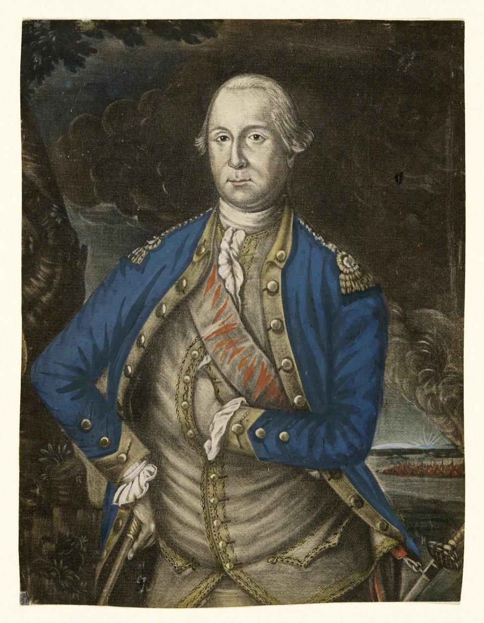 Ekselansları George Washington Esquire, pub. 1776 (el renkli gravür) by Joseph Hiller