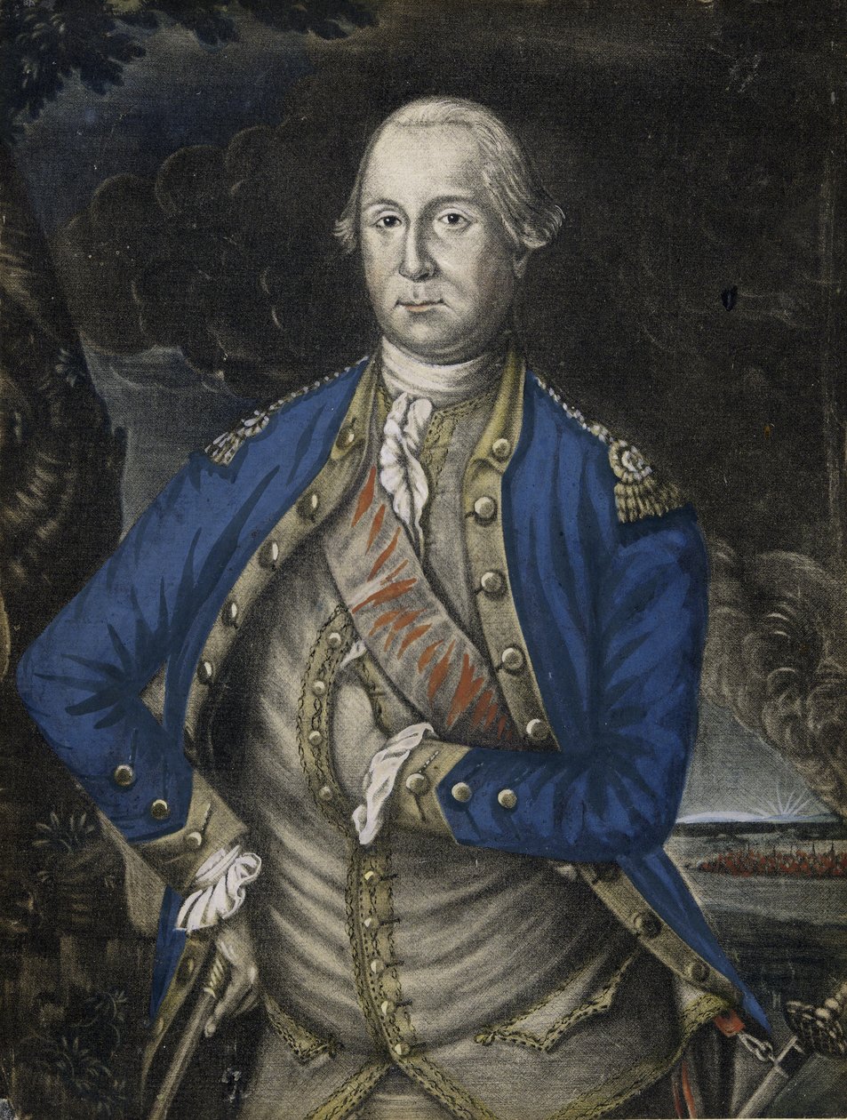 His Excellency George Washington Esquire, pub. 1776 (hand coloured engraving) by Joseph Hillier