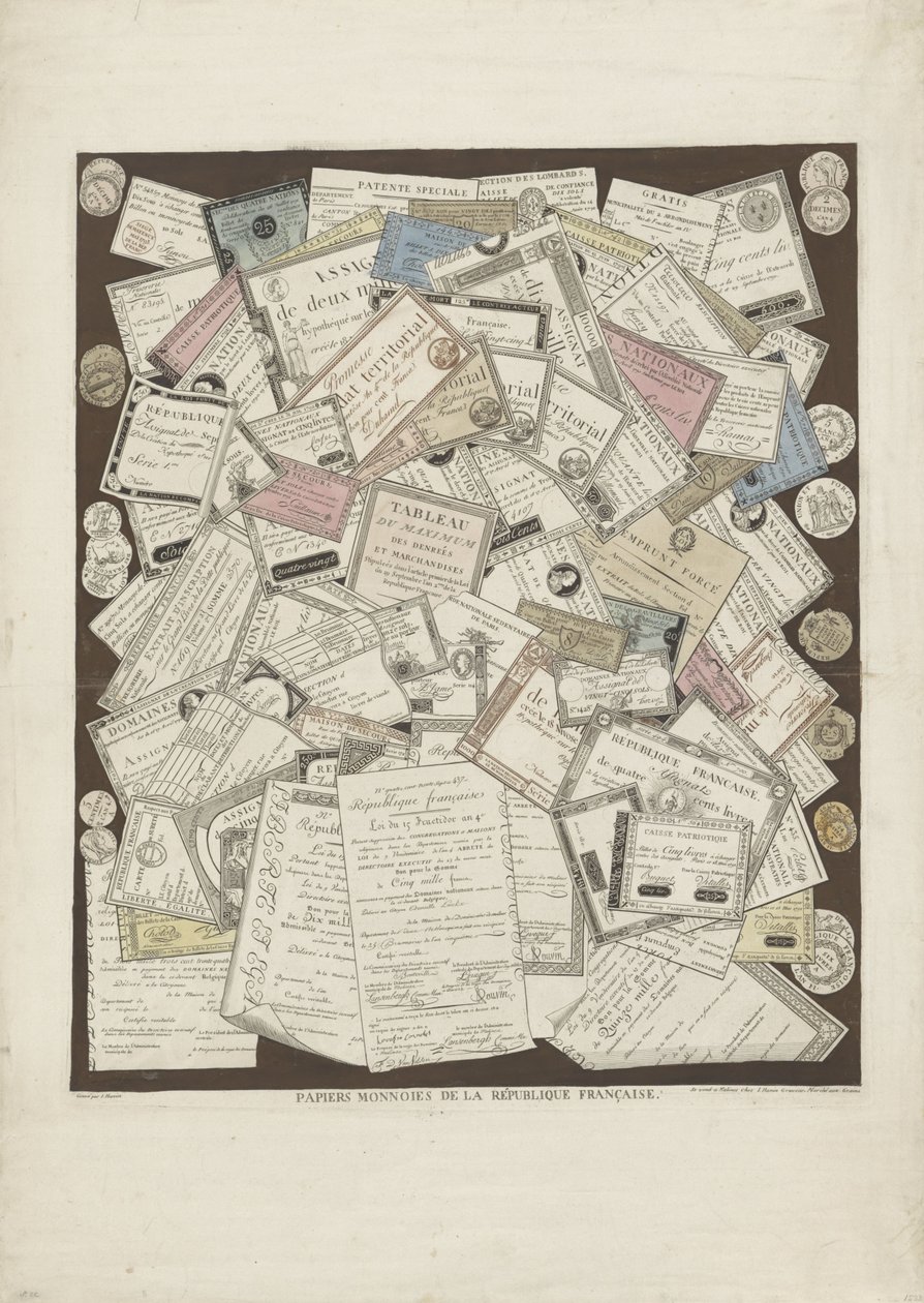 Fransız papiergeld Fransa Cumhuriyeti Madeni Para Kağıtları (nesne üzerindeki başlık) by Joseph Hunin