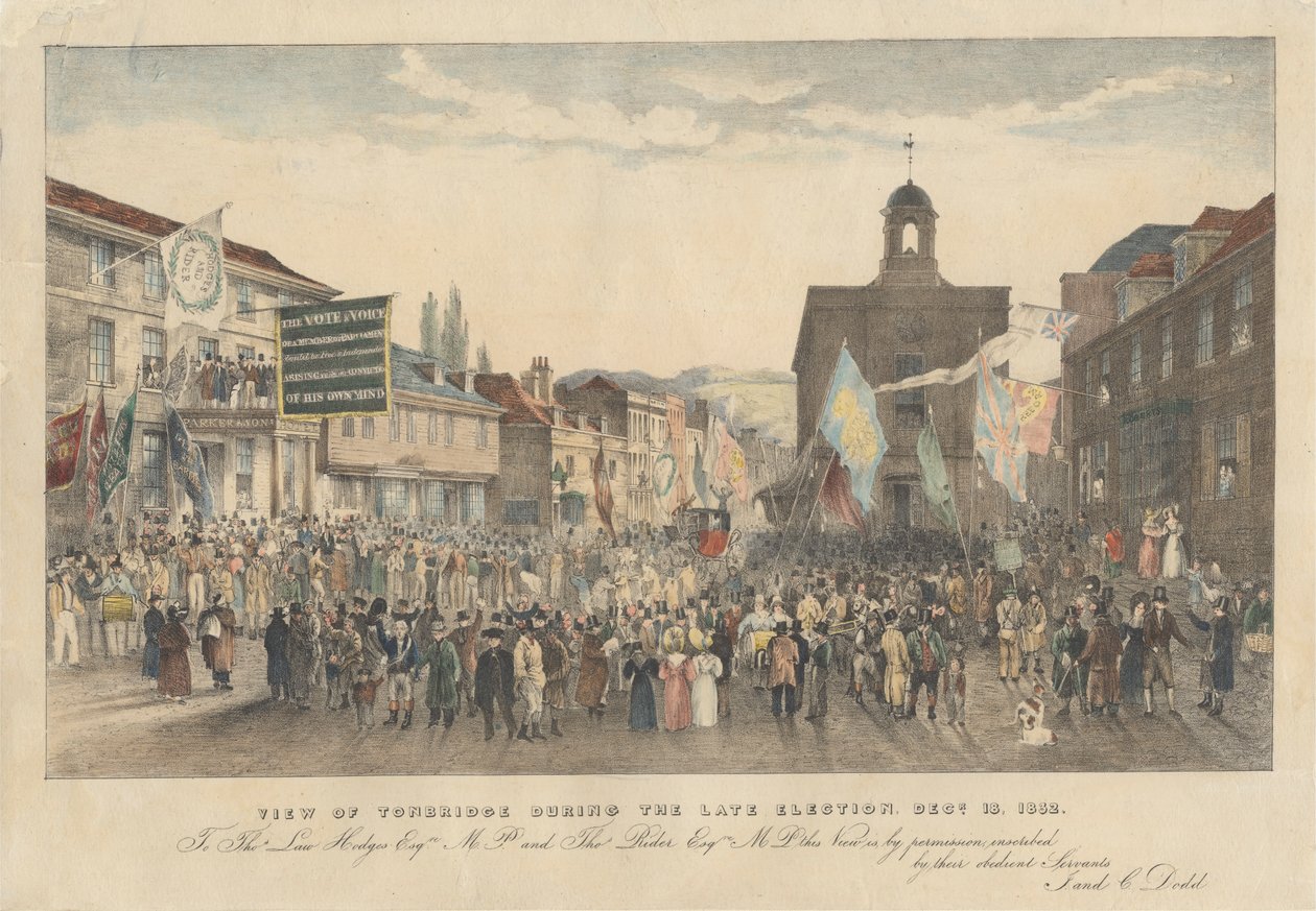 Geç Seçim Sırasında Tonbridge'in Görünümü, 18 Aralık 1832 by Joseph Josiah Dodd