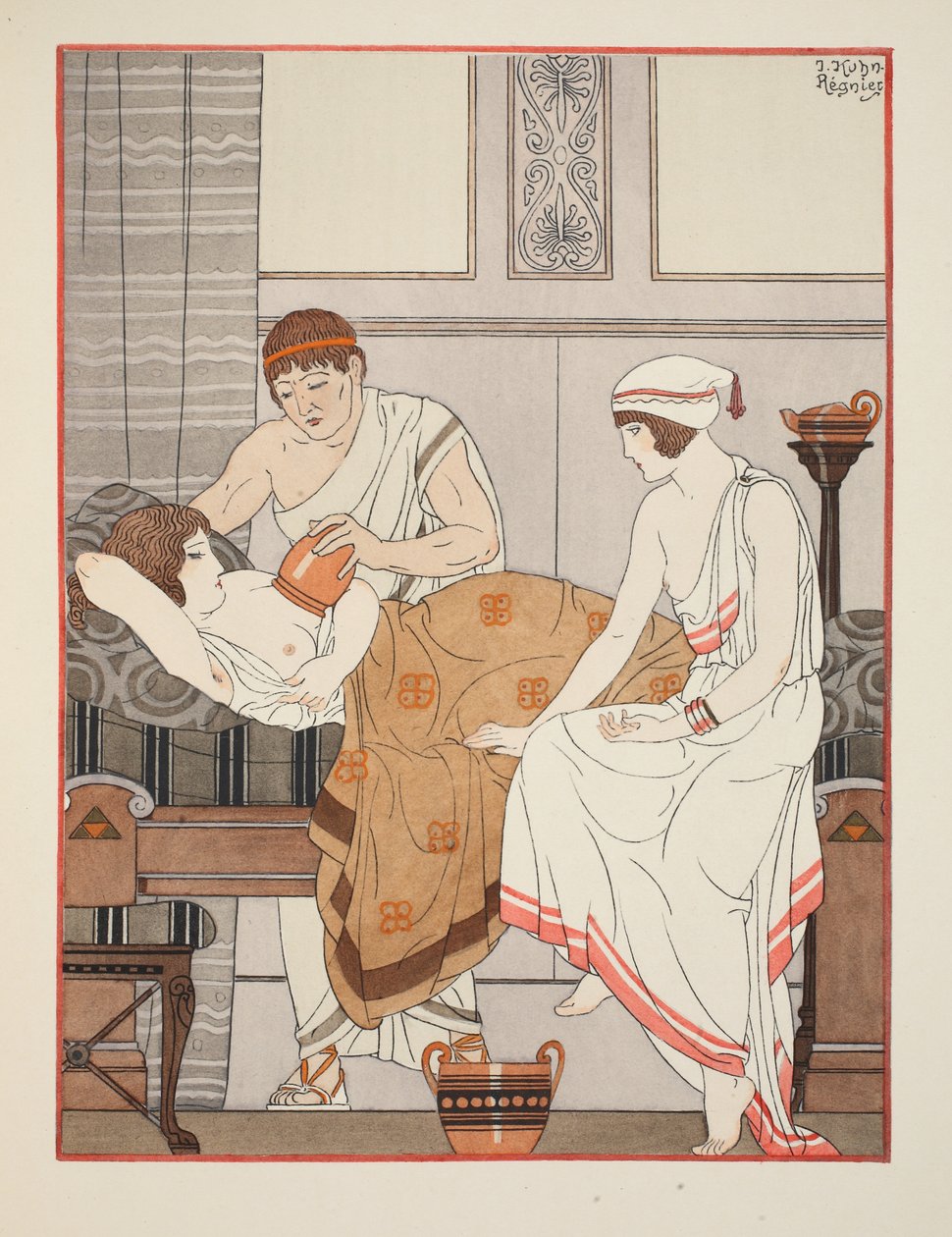 Göğsüne emme uygulaması, 'Hipokrat'ın Eserleri'nden bir çizim, 1934 by Joseph Kuhn Regnier