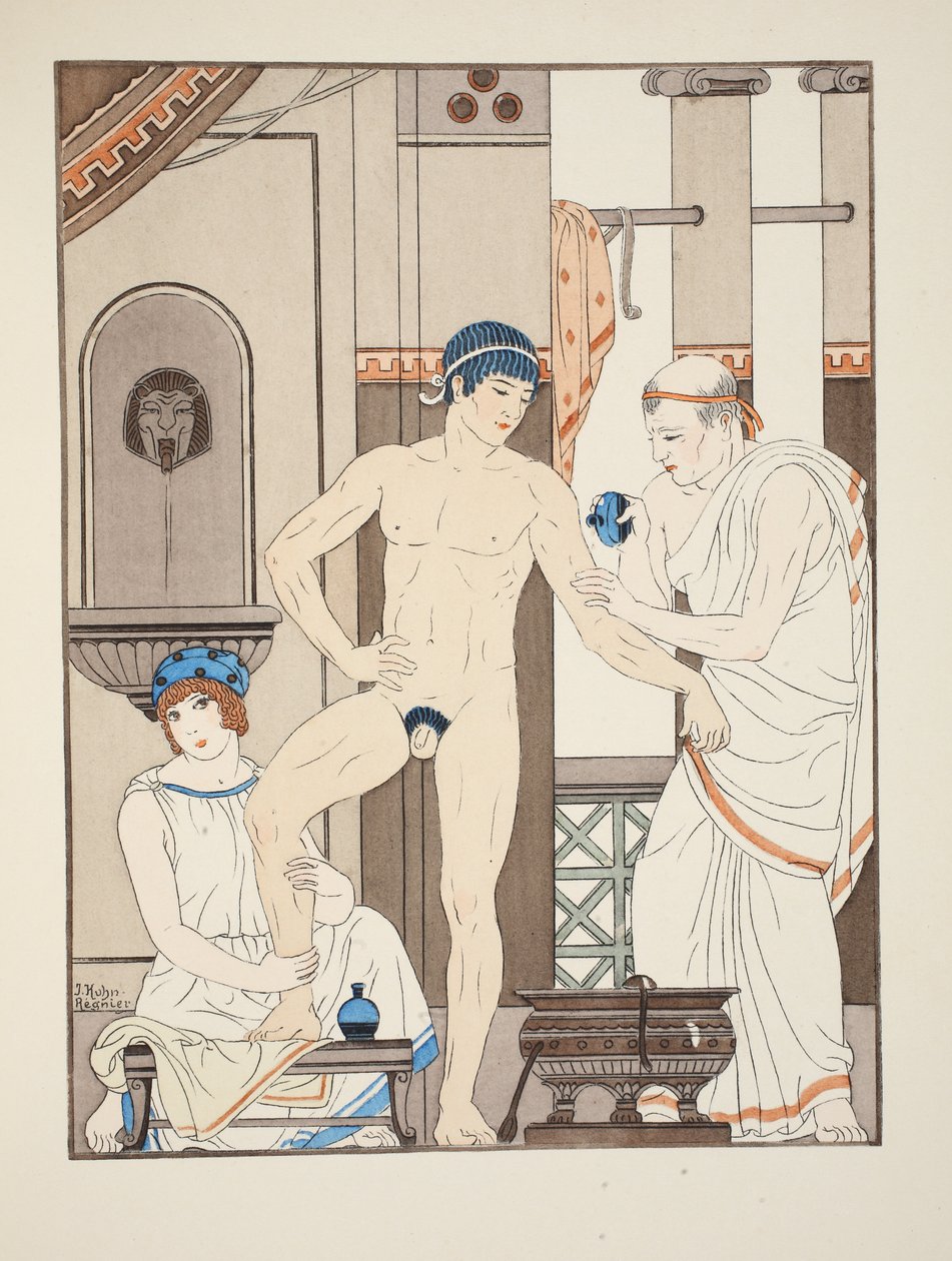 Masaj, 'Hipokrat'ın Eserleri'nden bir illüstrasyon, 1934 by Joseph Kuhn Regnier