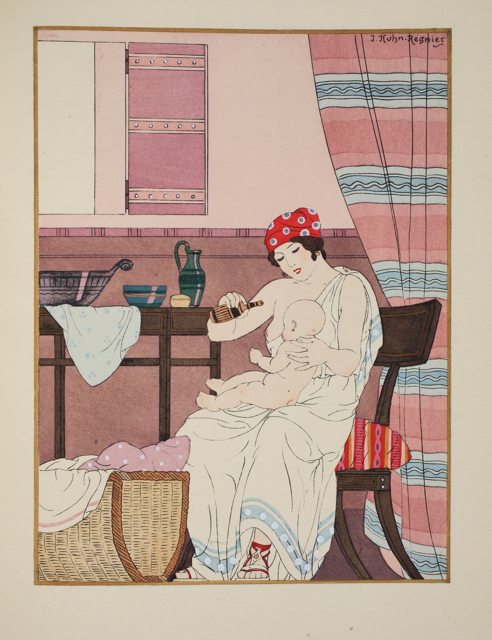 Bebeklerin bakımı, 'Hipokrat'ın Eserleri'nden bir illüstrasyon, 1934 by Joseph Kuhn Regnier