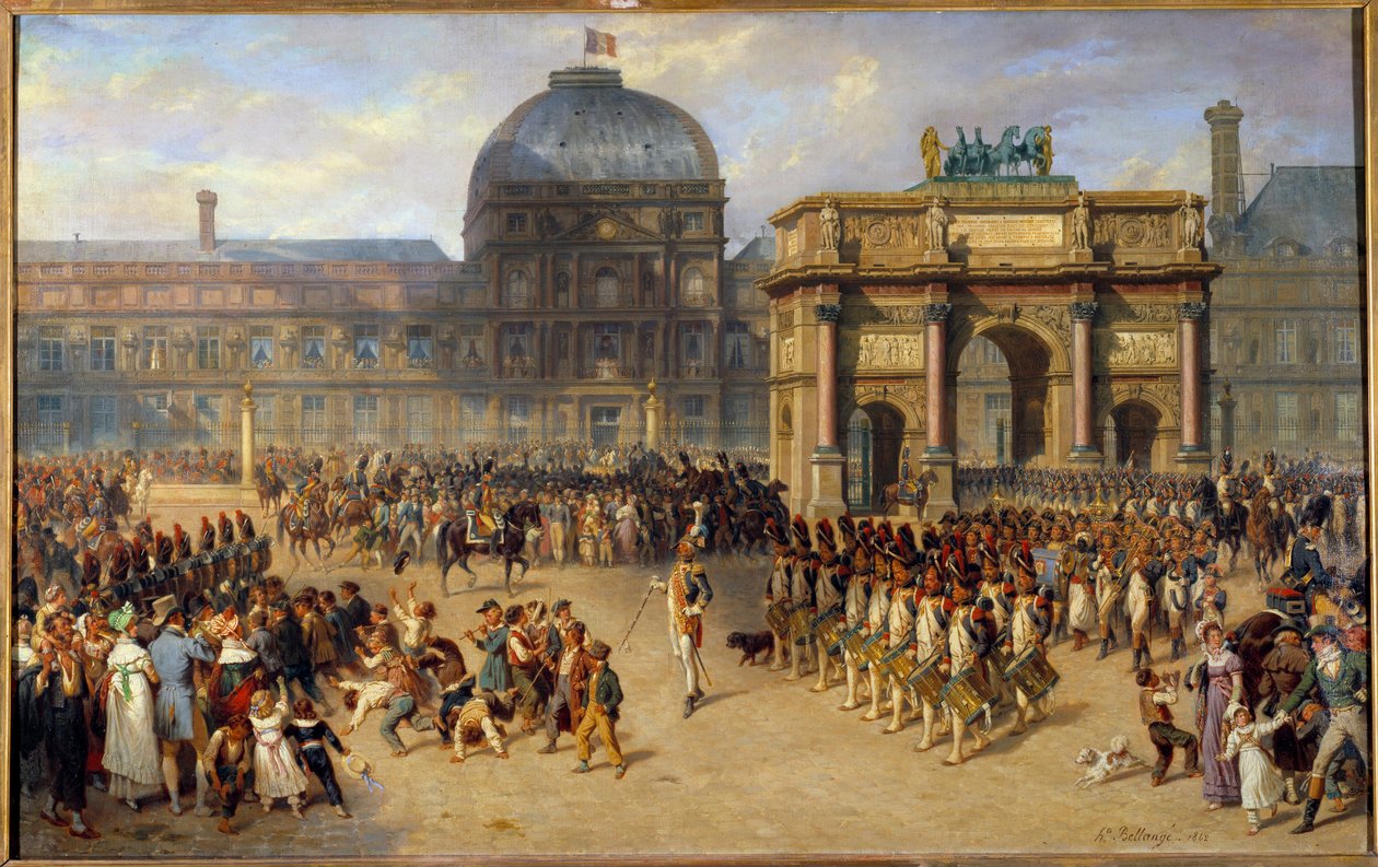İmparatorluğun Altında Bir Gözden Geçirme Günü (1810) Joseph Louis Hippolyte Bellange (1800-1866) ve Adrien Dauzats (1804-1868) tarafından 1862 Güneş. 1,01x1,61 m by Joseph Louis Hippolyte Bellange