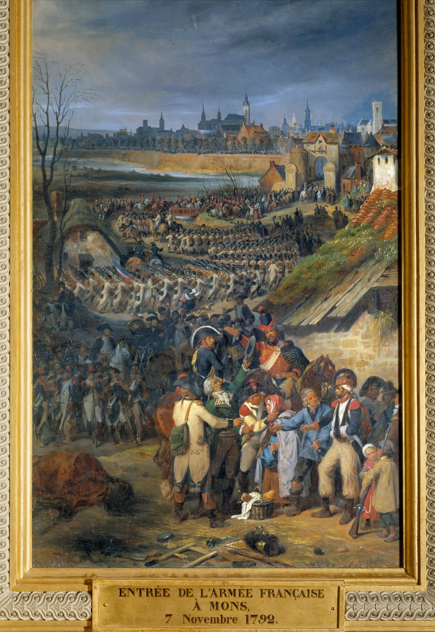 Devrimci Savaşlar: “” General Dumouriez komutasındaki Fransız ordusunun Jemmapes Savaşı'ndan bir gün sonra Mons'a girişi, 7 Kasım by Joseph Louis Hippolyte Bellange