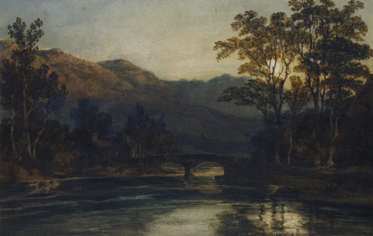 Ayışığında Nehir Üzerinde Bir Köprü, 1798 by Joseph Mallord William Turner