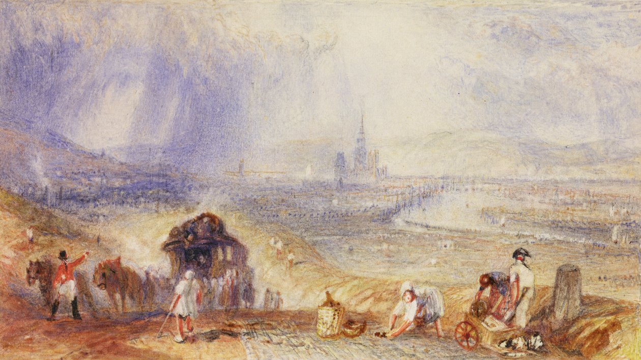 A Remote View, Rouen, c.1834 (kağıt üzerine suluboya) by Joseph Mallord William Turner