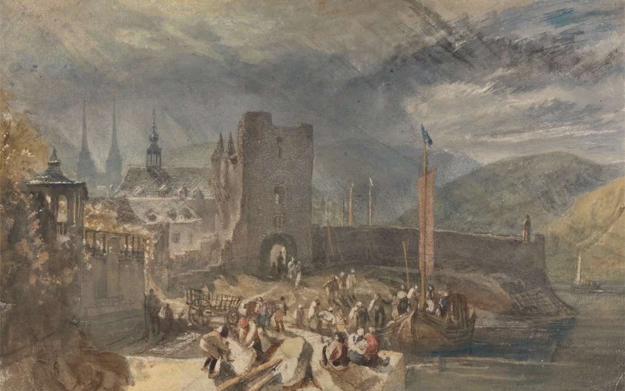 Nehir Kıyısında Rakamlarla Boppart'tan Bir Görünüm by Joseph Mallord William Turner