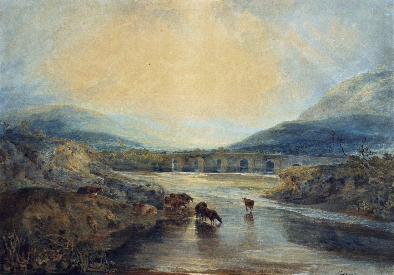 Abergavenny Köprüsü, Monmouthshire: Duşlu Bir Günün Ardından Temizlenmek by Joseph Mallord William Turner