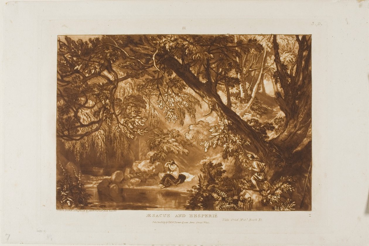 Aesacus ve Hesperie, Liber Studiorum'dan 66 numaralı plaka by Joseph Mallord William Turner