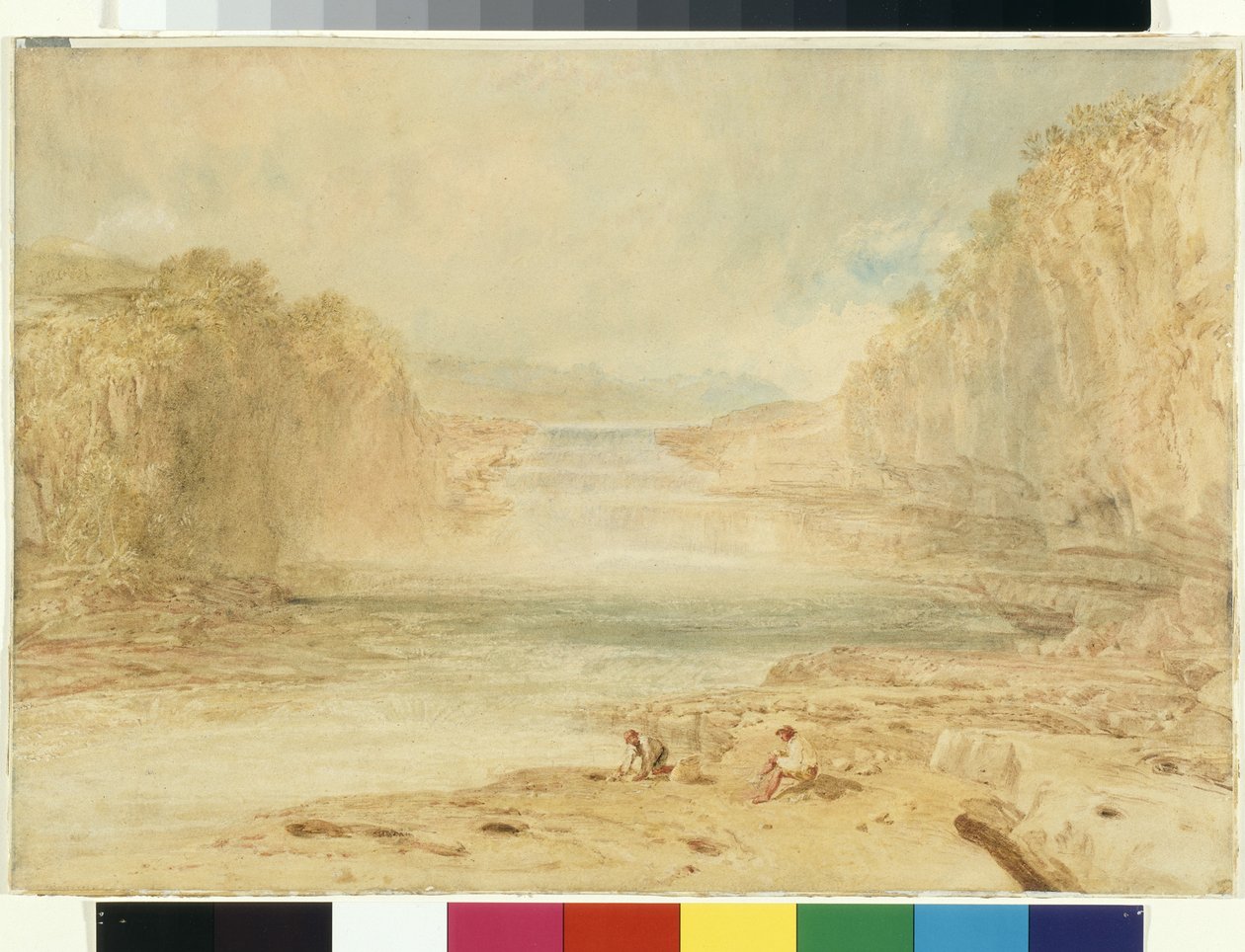 Aysgarth Force, Richmondshire (beyaz kağıt üzerine kalem üzerine suluboya) by Joseph Mallord William Turner