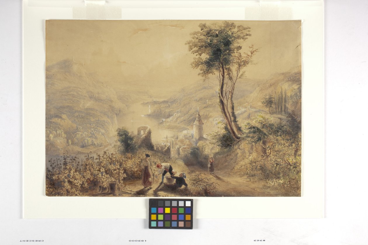 Berncastle (Oberwesel) (kirli beyaz kağıt üzerine suluboya ve guaş) by Joseph Mallord William Turner