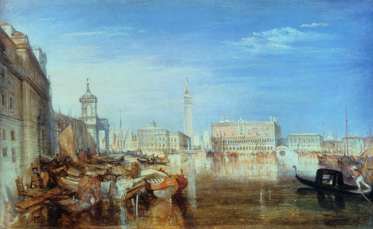Ahlar Köprüsü, Ducal Sarayı ve Gümrük Binası, Venedik: Canaletti Tablosu, 1833 by Joseph Mallord William Turner