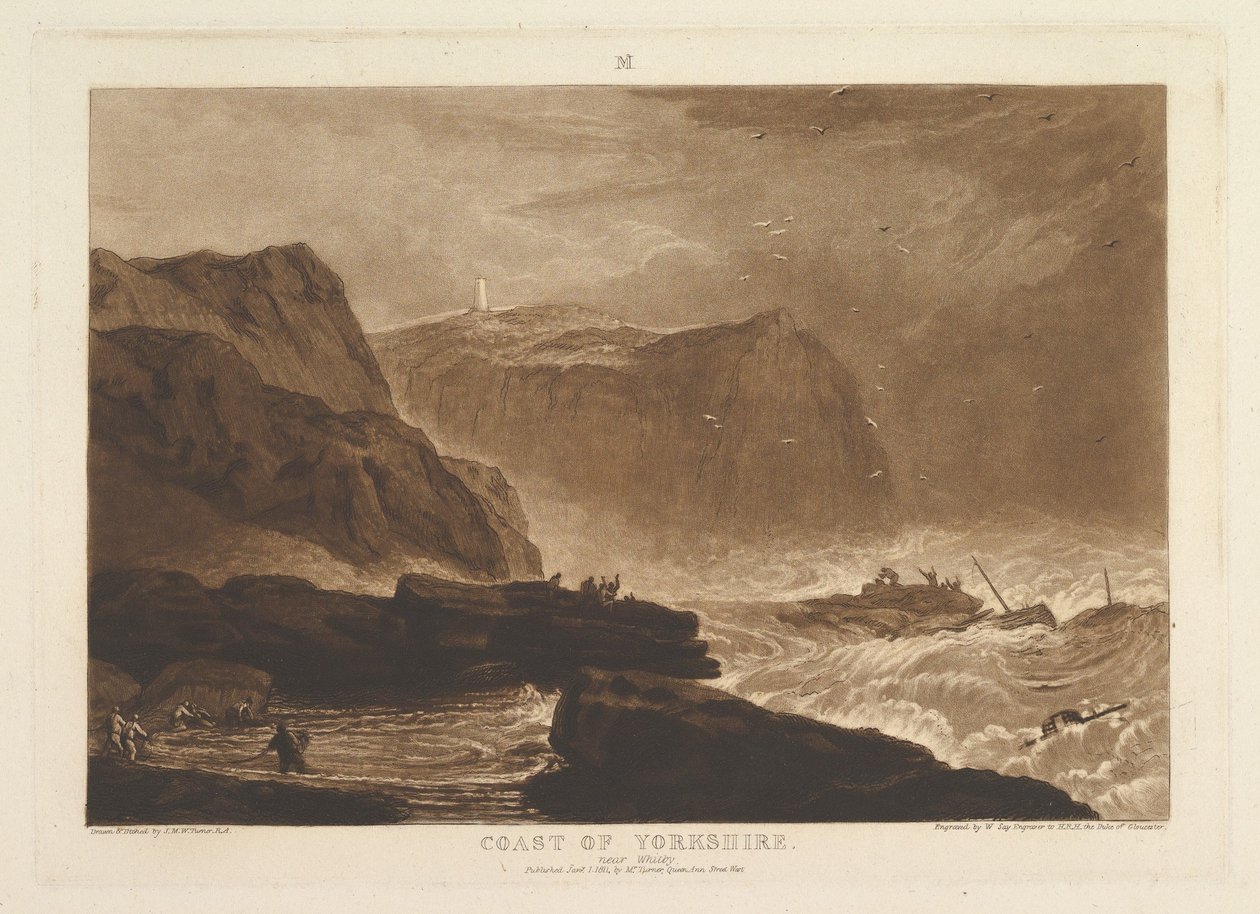 Yorkshire sahili, Whitby Liber Studiorum yakınlarında, bölüm V, levha 24, 1 Ocak 1811. by Joseph Mallord William Turner