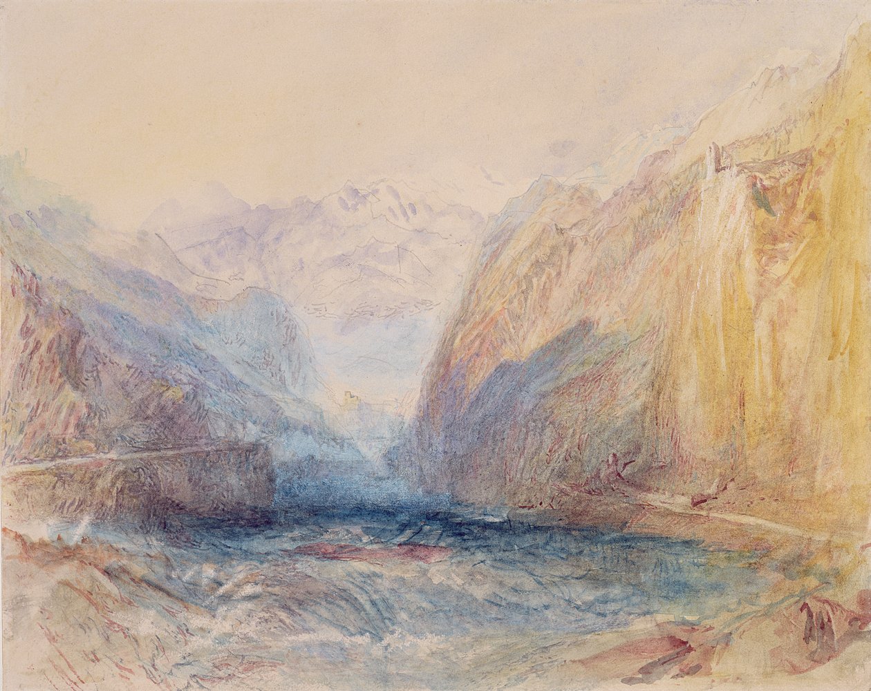 Rothenbrunnen yakınlarındaki Domleschg Vadisi, Rhazuns'a bakıyor by Joseph Mallord William Turner