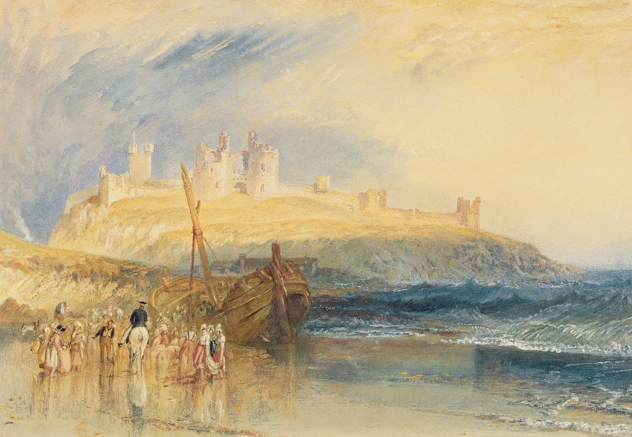 Dunstanborough Kalesi, Northumberland, 1829 dolayları (kağıt üzerine suluboya) by Joseph Mallord William Turner