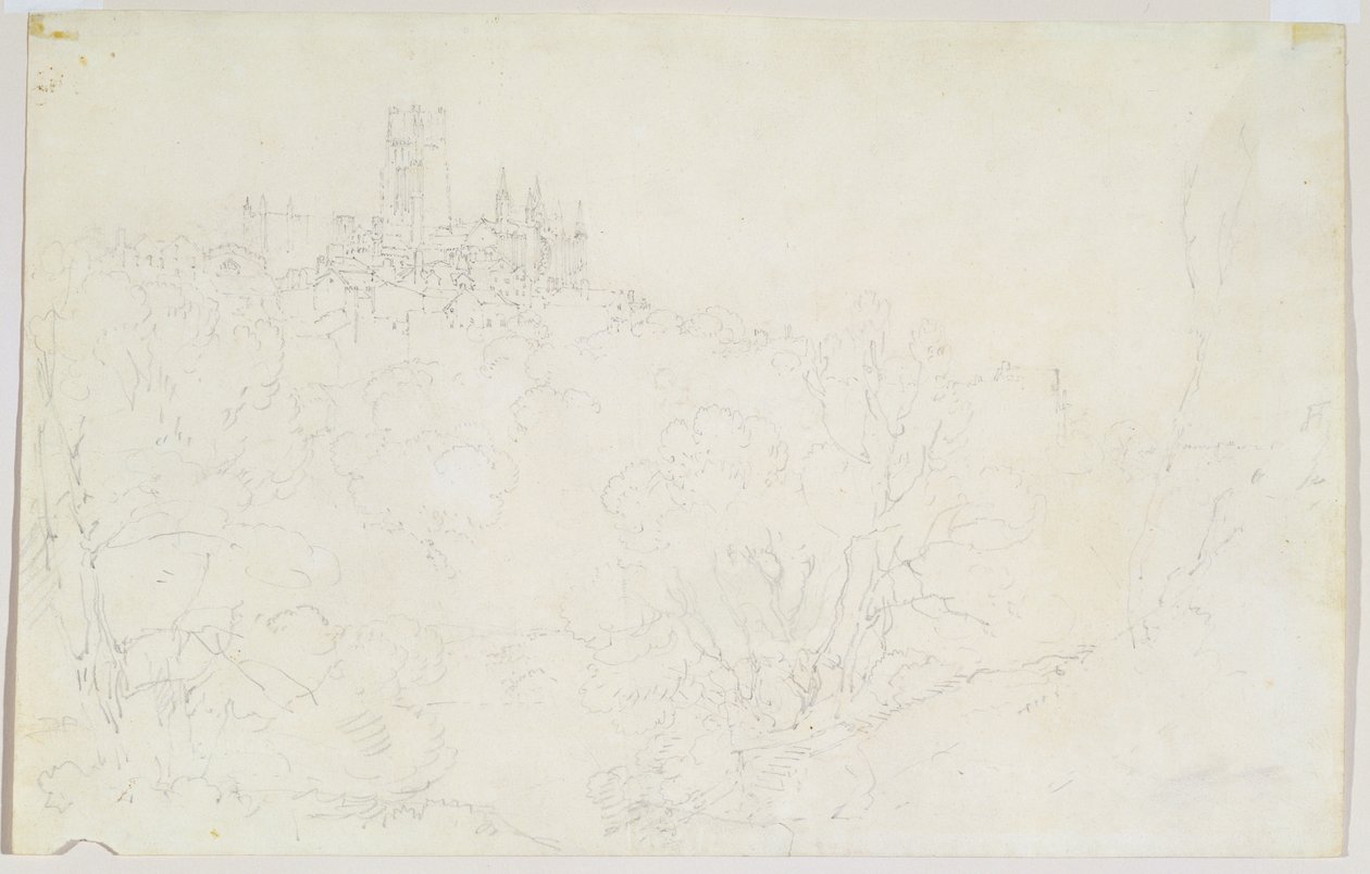 Durham, c.1801 (kağıt üzerine kurşun kalem) by Joseph Mallord William Turner