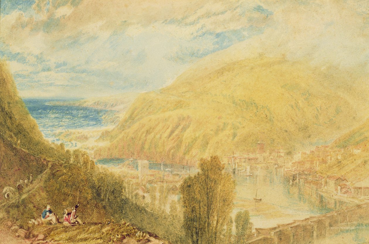 Doğu ve Batı Looe, Cornwall, c.1816 (kağıt üzerine suluboya) by Joseph Mallord William Turner