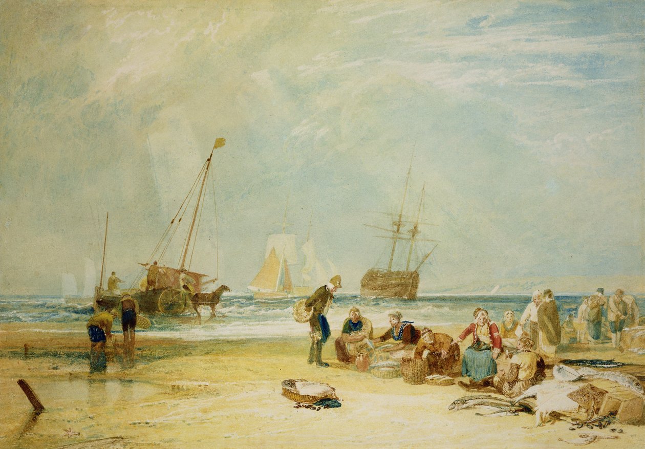 Kumlarda Balık Pazarı, Hastings (wc) by Joseph Mallord William Turner