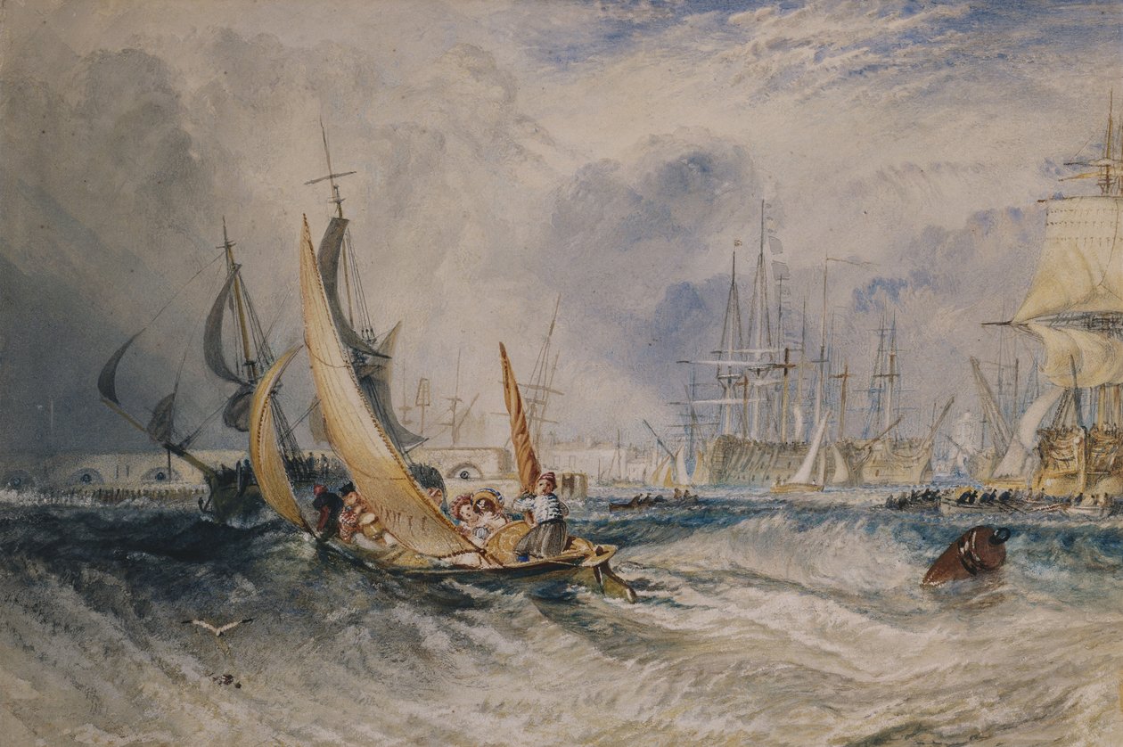 Gosport: The Entrance to Portsmouth Harbour, c.1829 (kağıt üzerinde arap zamkı ile süslenmiş sulu boya) by Joseph Mallord William Turner
