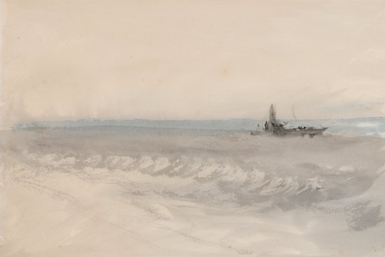 Gri Deniz, Karada Koşan Tekne, c.1845-50 (kağıt üzerine suluboya) by Joseph Mallord William Turner