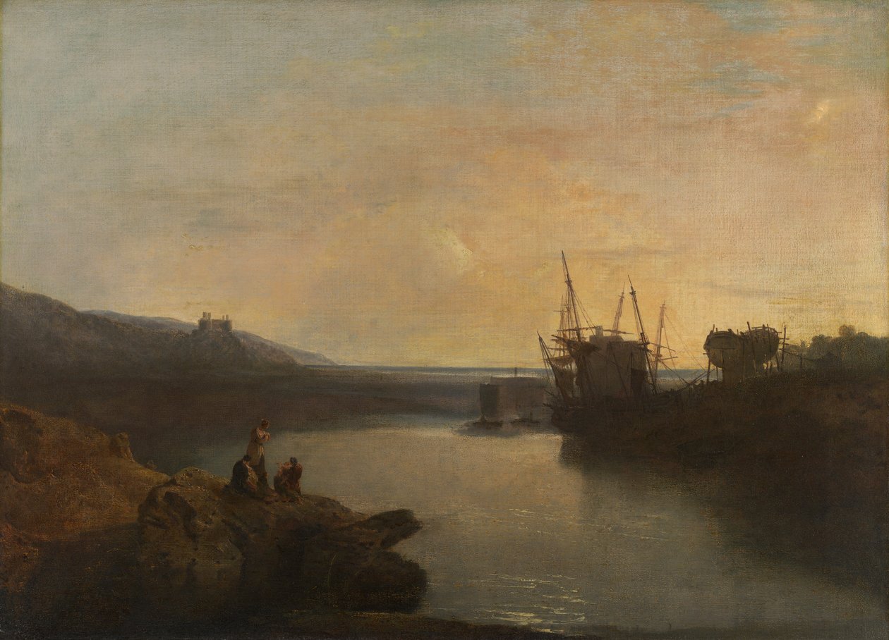 Tygwyn Ferry'den Harlech Kalesi, Summer's Evening Twilight [1799, Royal Academy of Arts, Londra, sergi kataloğu] by Joseph Mallord William Turner