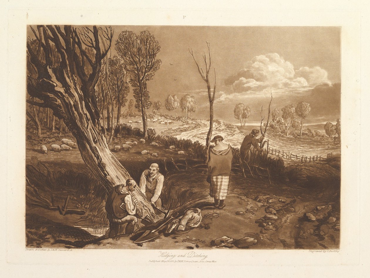 Hedging ve Hendek Açma Liber Studiorum, kısım X, levha 47, 23 Mayıs 1812. by Joseph Mallord William Turner