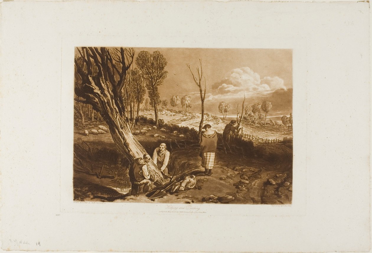 Hedging ve Hendek Açma, Liber Studiorum'dan 47 numaralı levha by Joseph Mallord William Turner