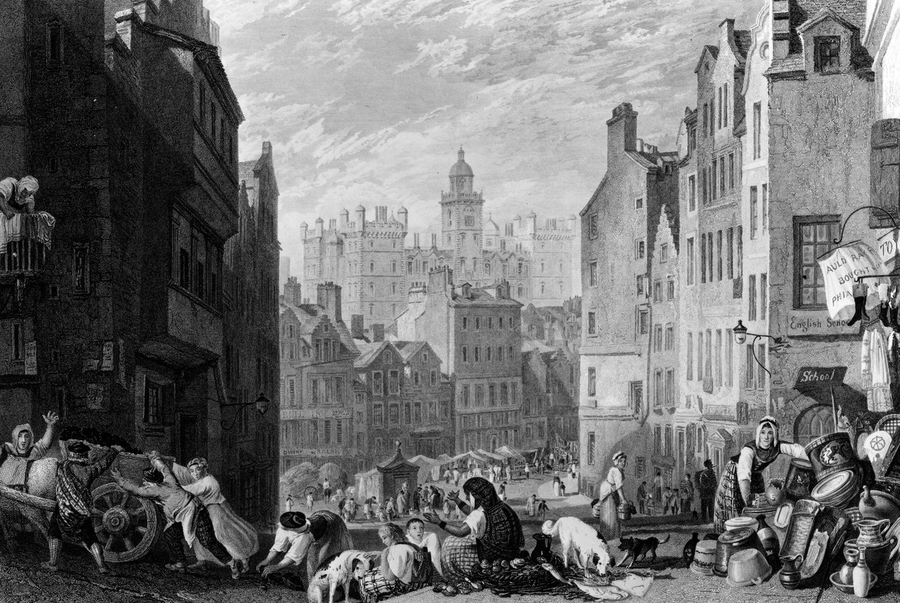 Heriot Hastanesi, Edinburgh, Henry Le Keux tarafından kazınmış, 1822 by Joseph Mallord William Turner
