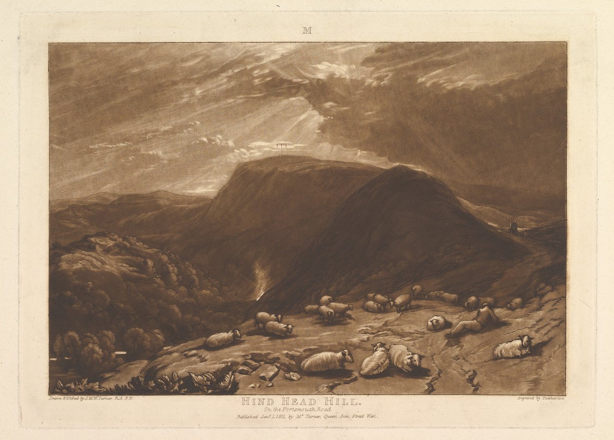 Hind Head Hill, Portsmouth Yolunda Liber Studiorum, kısım V, levha 25, 1 Ocak 1811. by Joseph Mallord William Turner