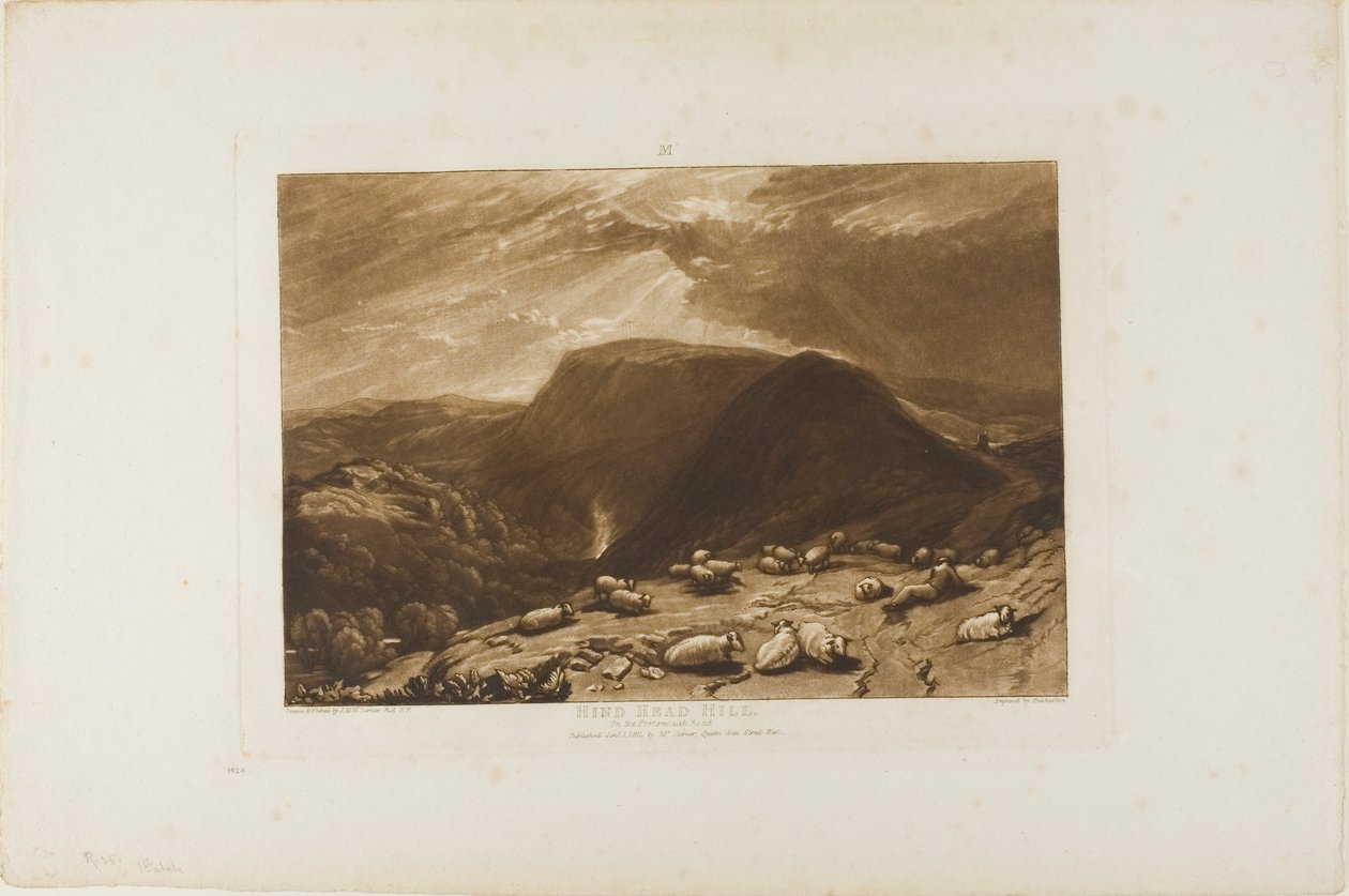 Hind Head Hill, Liber Studiorum'dan 25 numaralı plaka by Joseph Mallord William Turner
