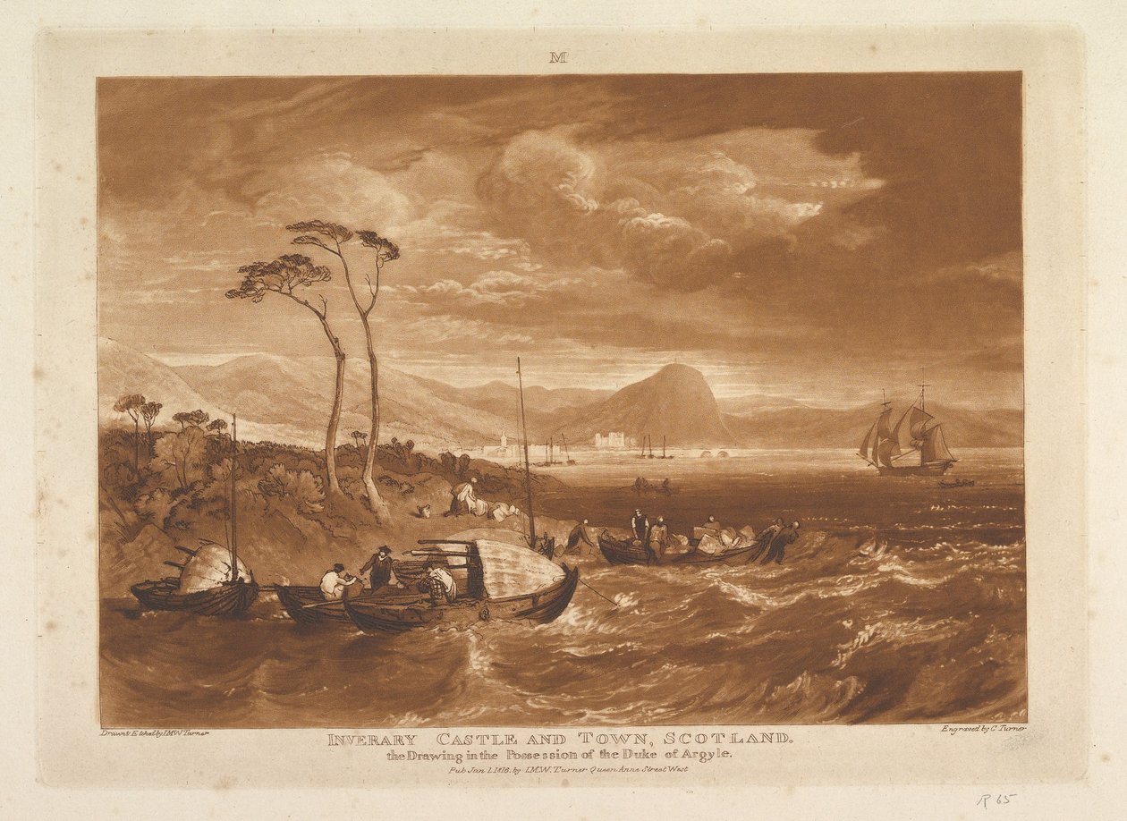 Inverary Kalesi ve Kasabası, İskoçya Liber Studiorum, bölüm XIII, levha 65, 1 Ocak 1816. by Joseph Mallord William Turner
