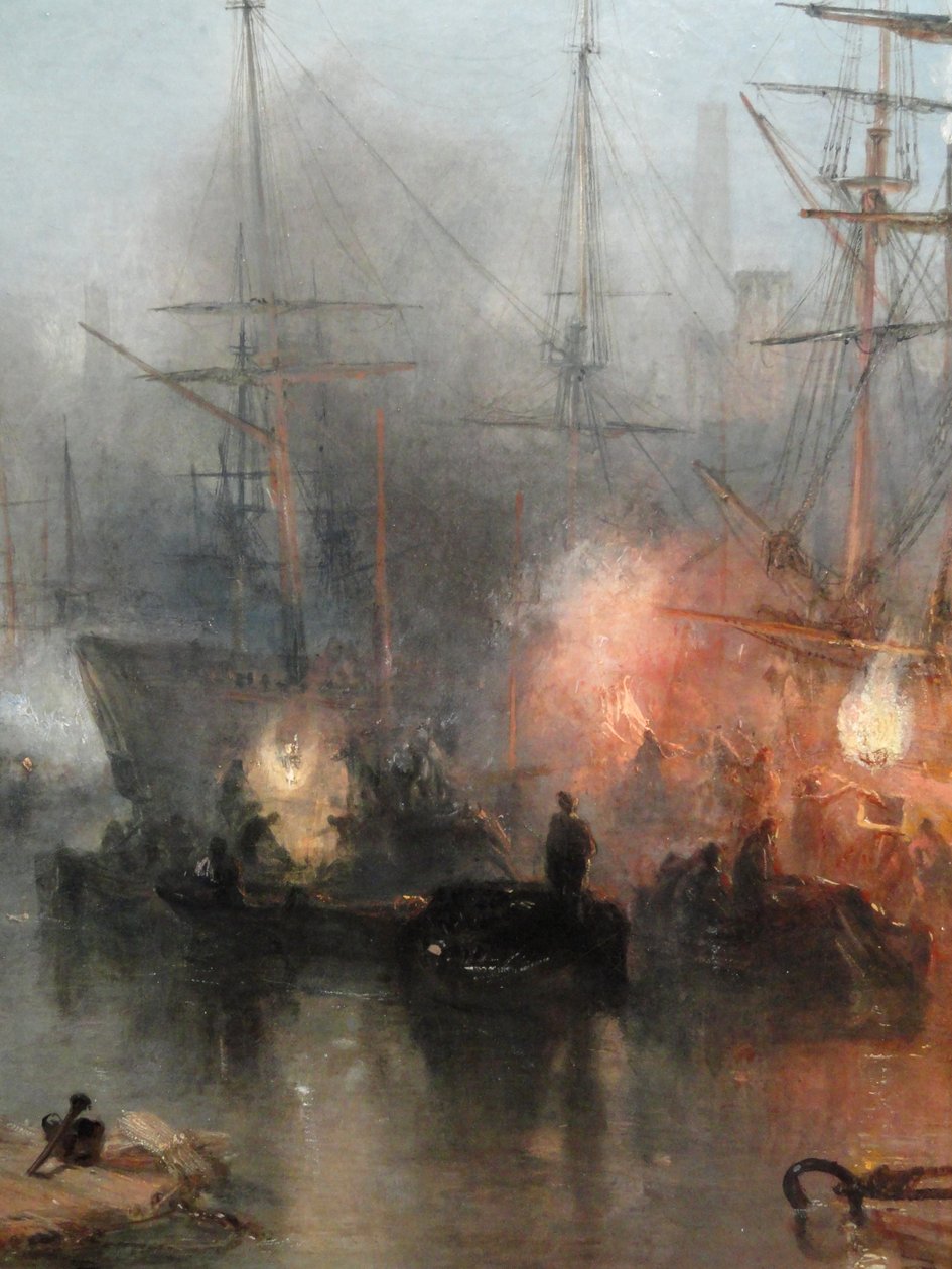 Ay Işığında Kömürlerde Kalkan Keelmen, detay, 1835 by Joseph Mallord William Turner
