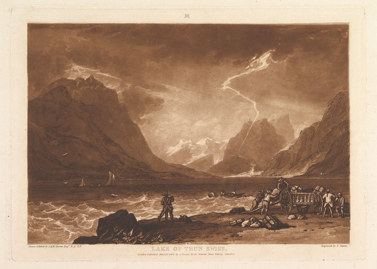 Thun Gölü, Swiss Liber Studiorum, bölüm III, levha 15, 10 Haziran 1808. by Joseph Mallord William Turner