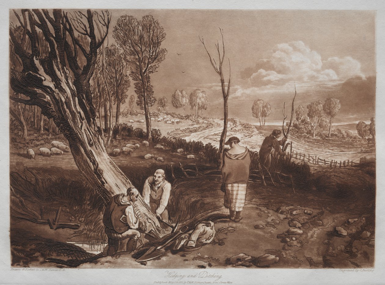 Liber Studiorum: Riskten Korunma ve Hendek Açma by Joseph Mallord William Turner