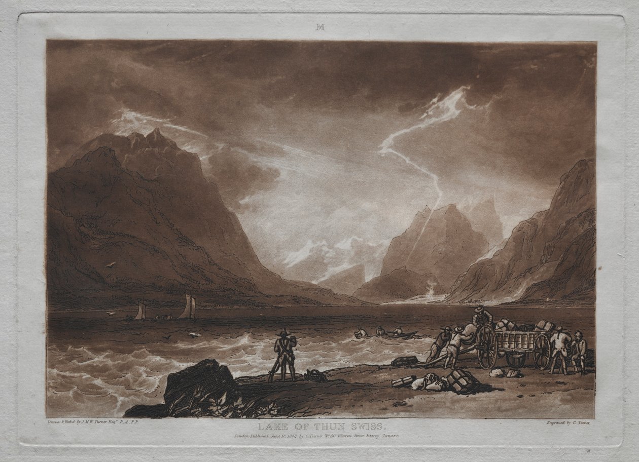 Liber Studiorum: Thun Gölü, İsviçre. by Joseph Mallord William Turner