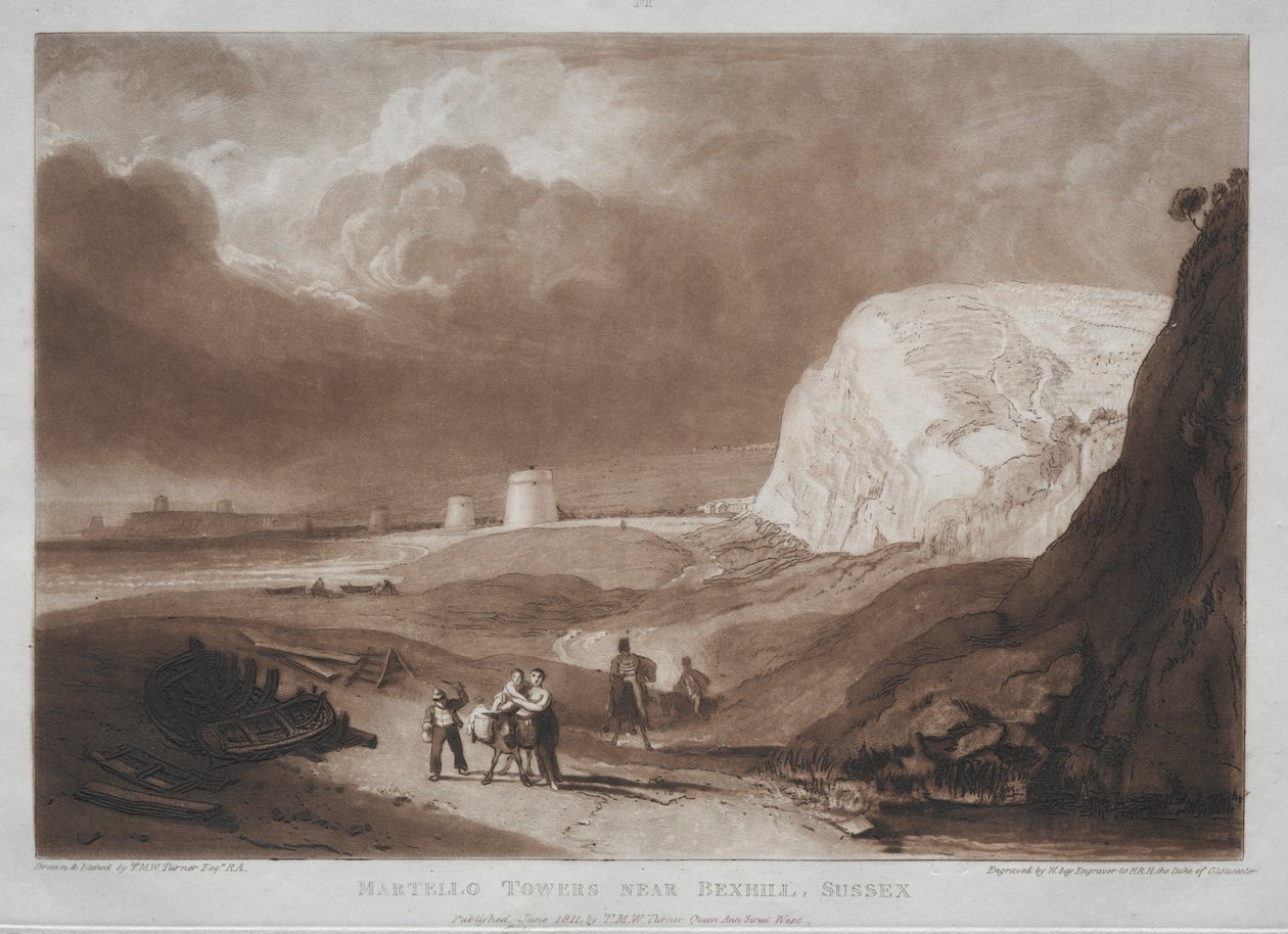 Çalışmalar Kitabı: Martello Kuleleri, Bexhill, Sussex yakınlarında by Joseph Mallord William Turner