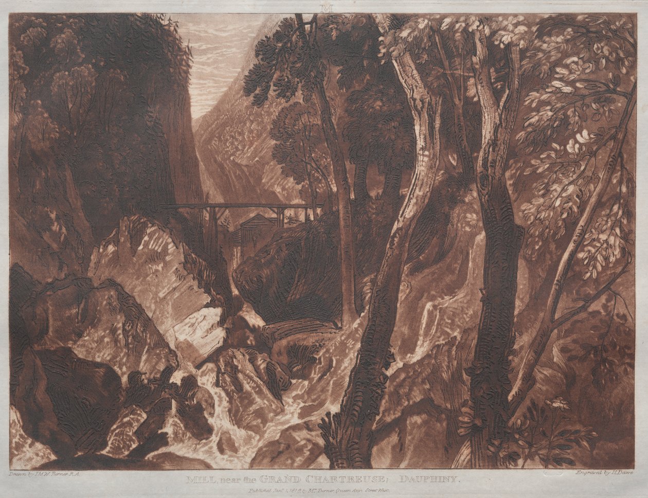 Liber Studiorum: Grand Chartreuse, Dauphiny yakınlarındaki değirmen by Joseph Mallord William Turner