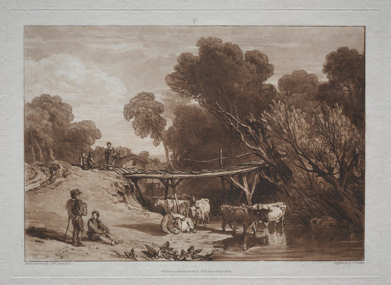 Liber Studiorum: Köprü ve İnekler. by Joseph Mallord William Turner