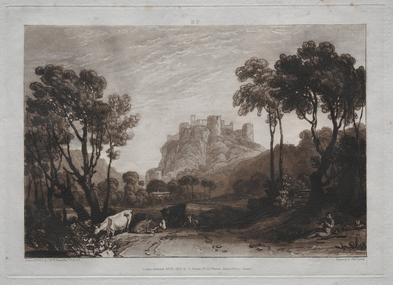 Liber Studiorum: Çayırlar üzerindeki Kale. by Joseph Mallord William Turner