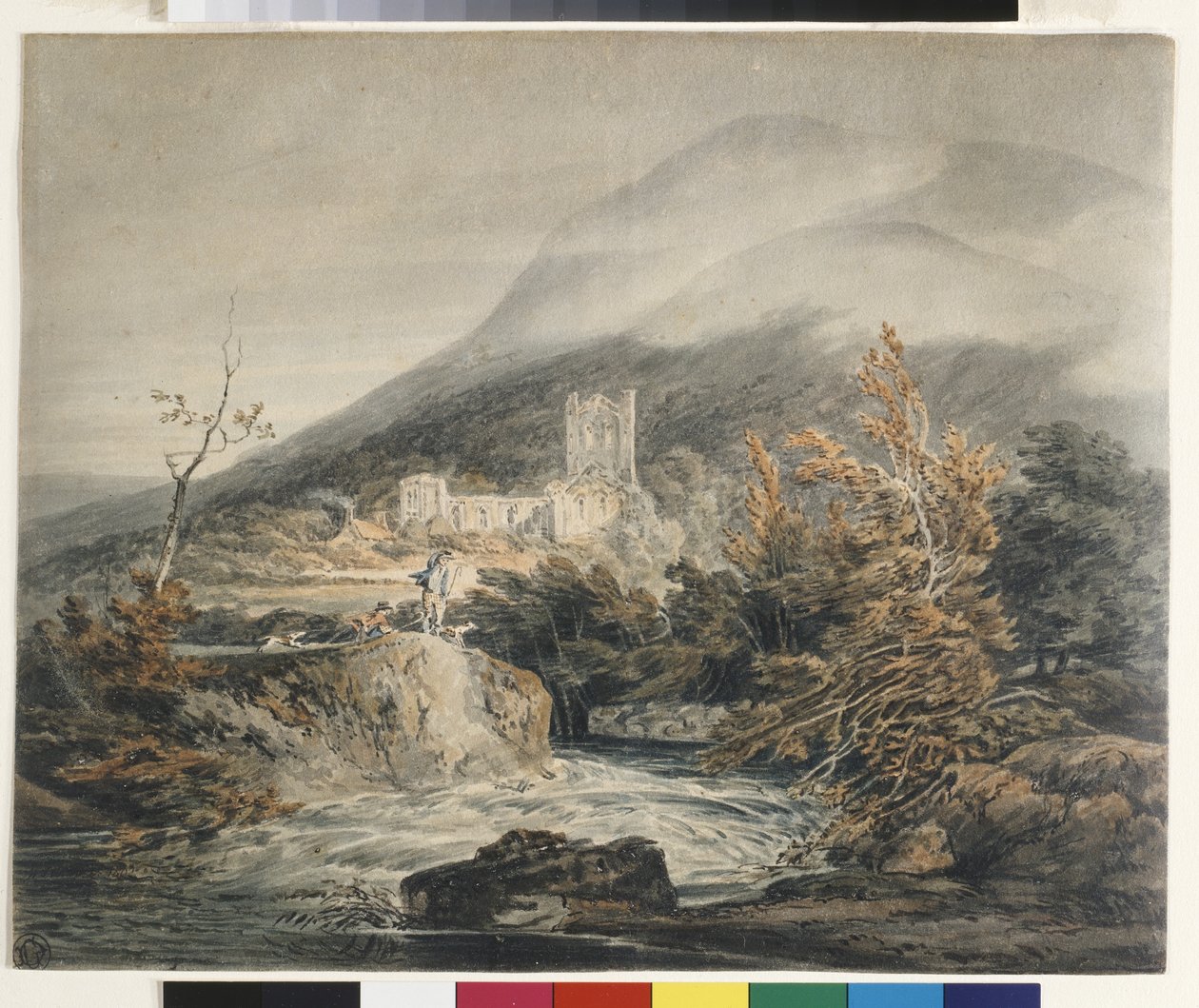 Llanthony Abbey, Monmouthshire (beyaz kağıt üzerine suluboya) by Joseph Mallord William Turner