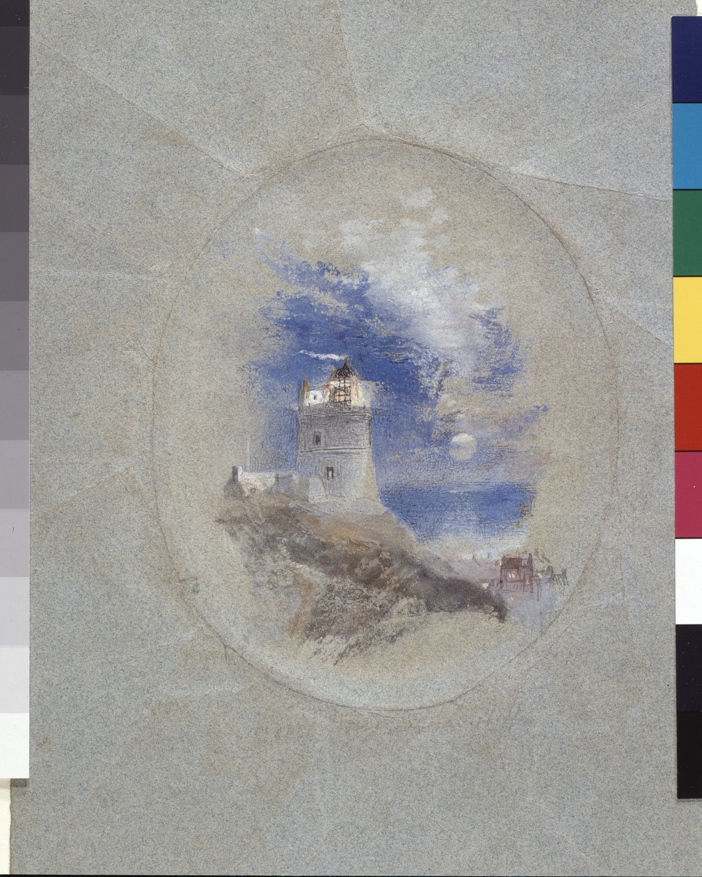 Lowestoffe Deniz Feneri (mavi kağıt üzerine guaş) by Joseph Mallord William Turner