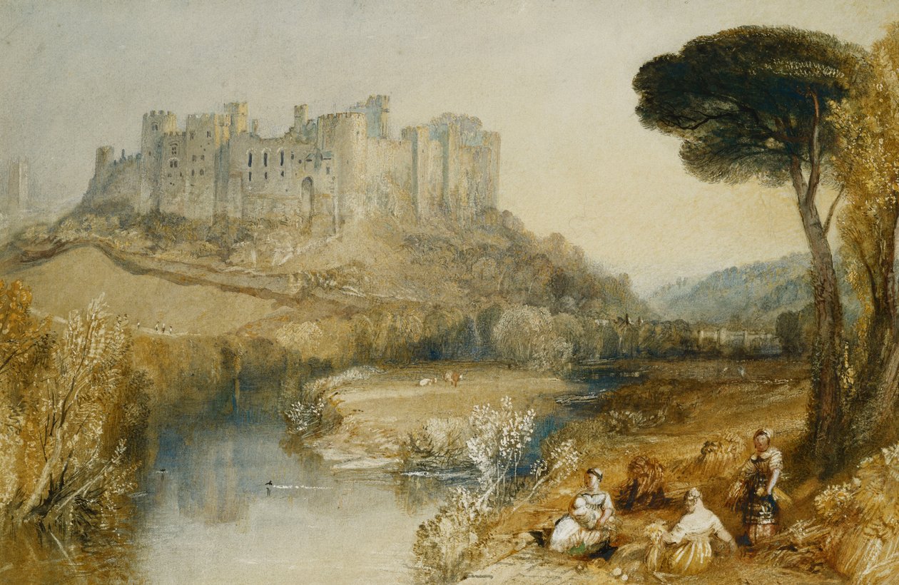 Ludlow Kalesi (kağıt üzerine kaşıma ve arap zamkı ile yükseltilmiş kurşun kalem ve sulu boya) by Joseph Mallord William Turner
