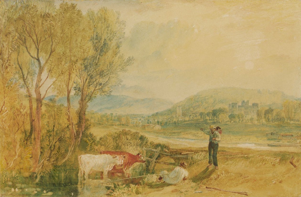 Lulworth Kalesi, Dorset, 1820 dolayları (dokuma kağıt üzerine kazıma ile suluboya) by Joseph Mallord William Turner
