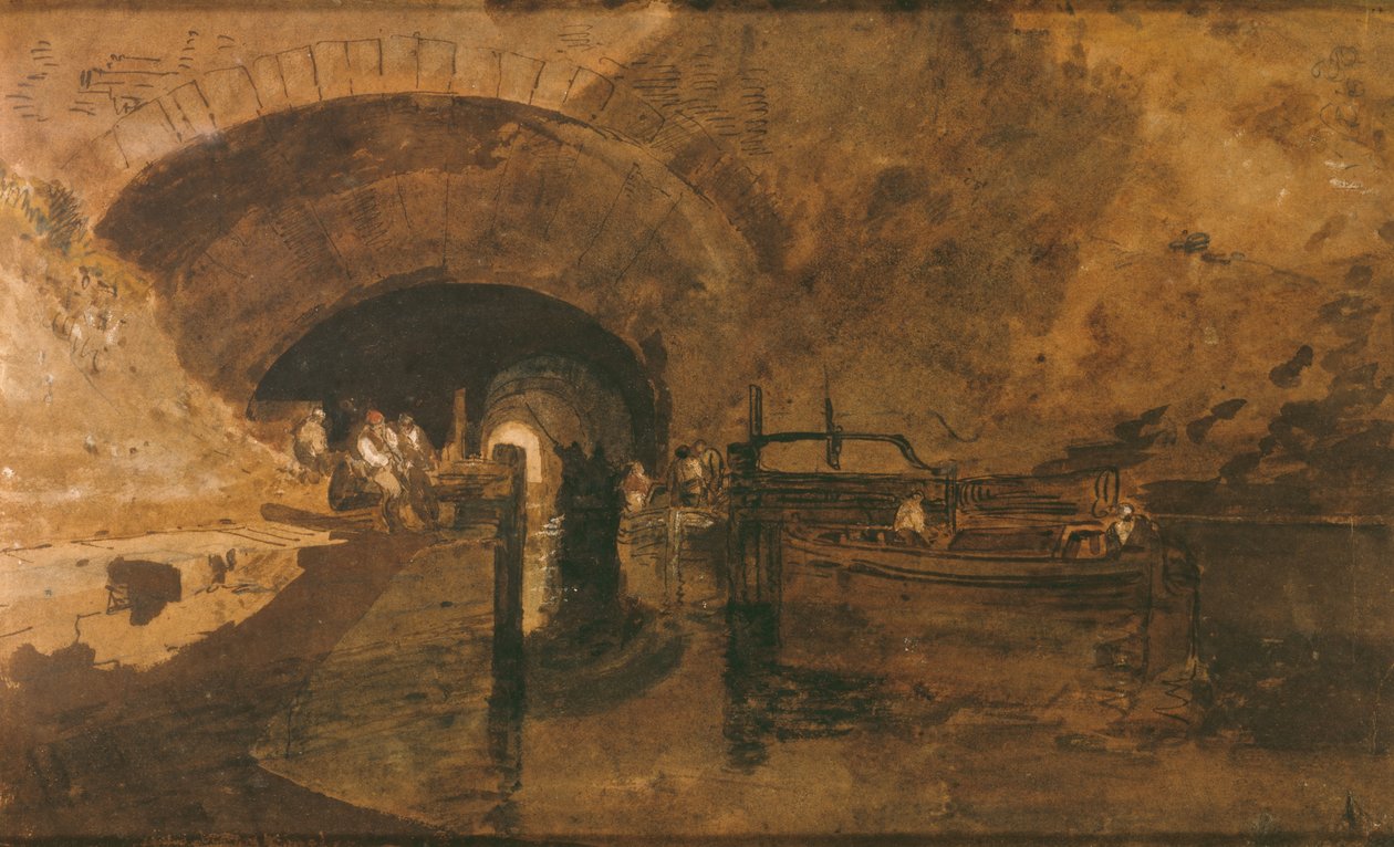 Tünel girişinde erkekler ve mavnalar by Joseph Mallord William Turner