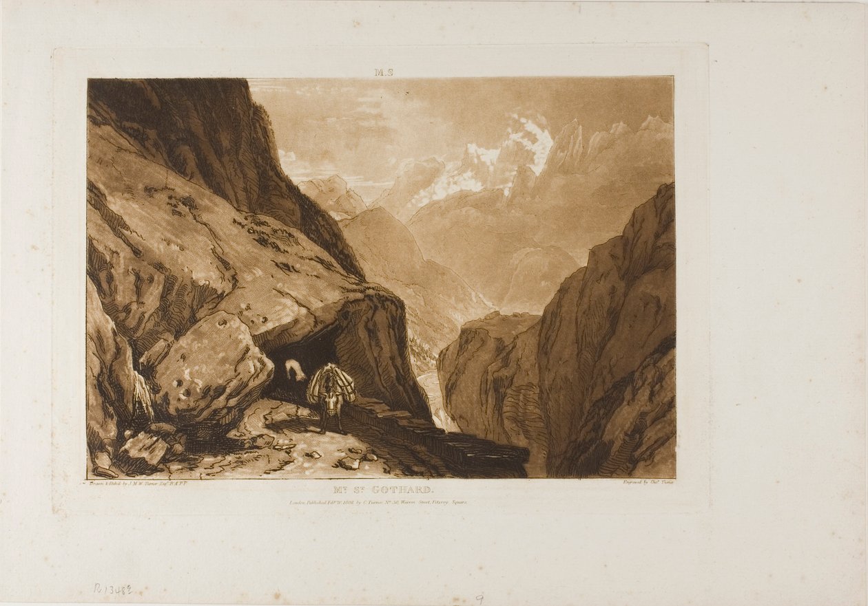 Saint Gothard Dağı, Liber Studiorum'dan plaka 9 by Joseph Mallord William Turner
