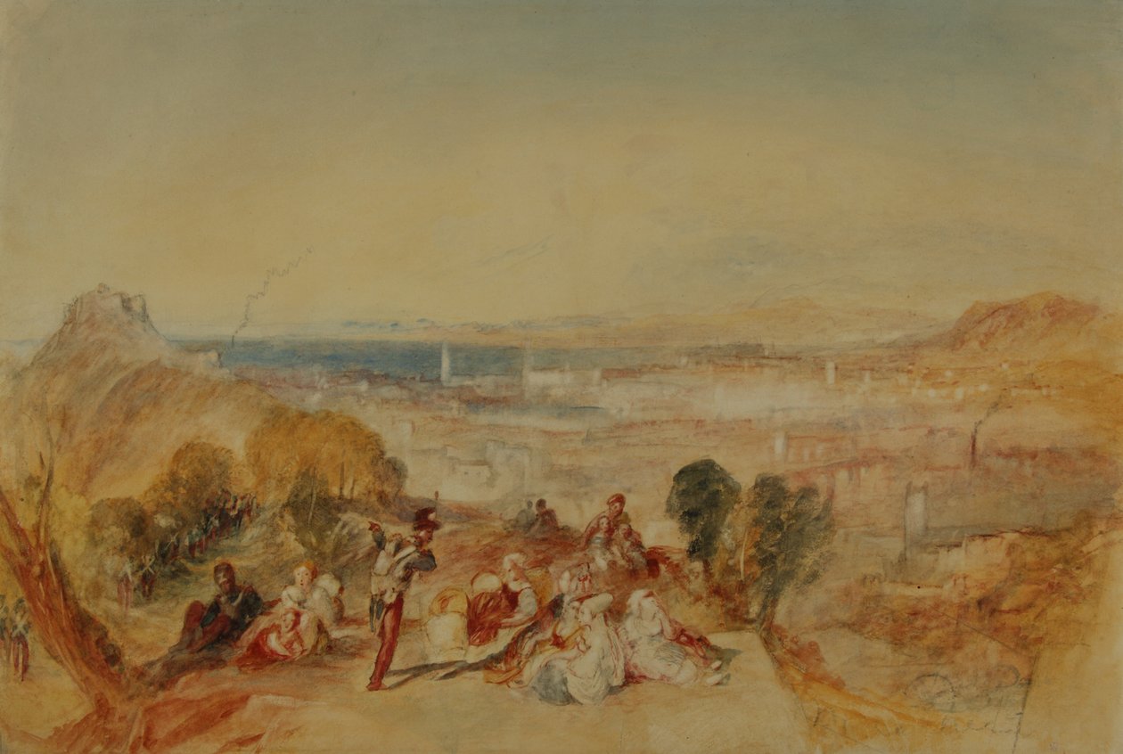 Napoli, 1850-51 dolayları (kağıt üzerine karakalem ve sulu boya) by Joseph Mallord William Turner