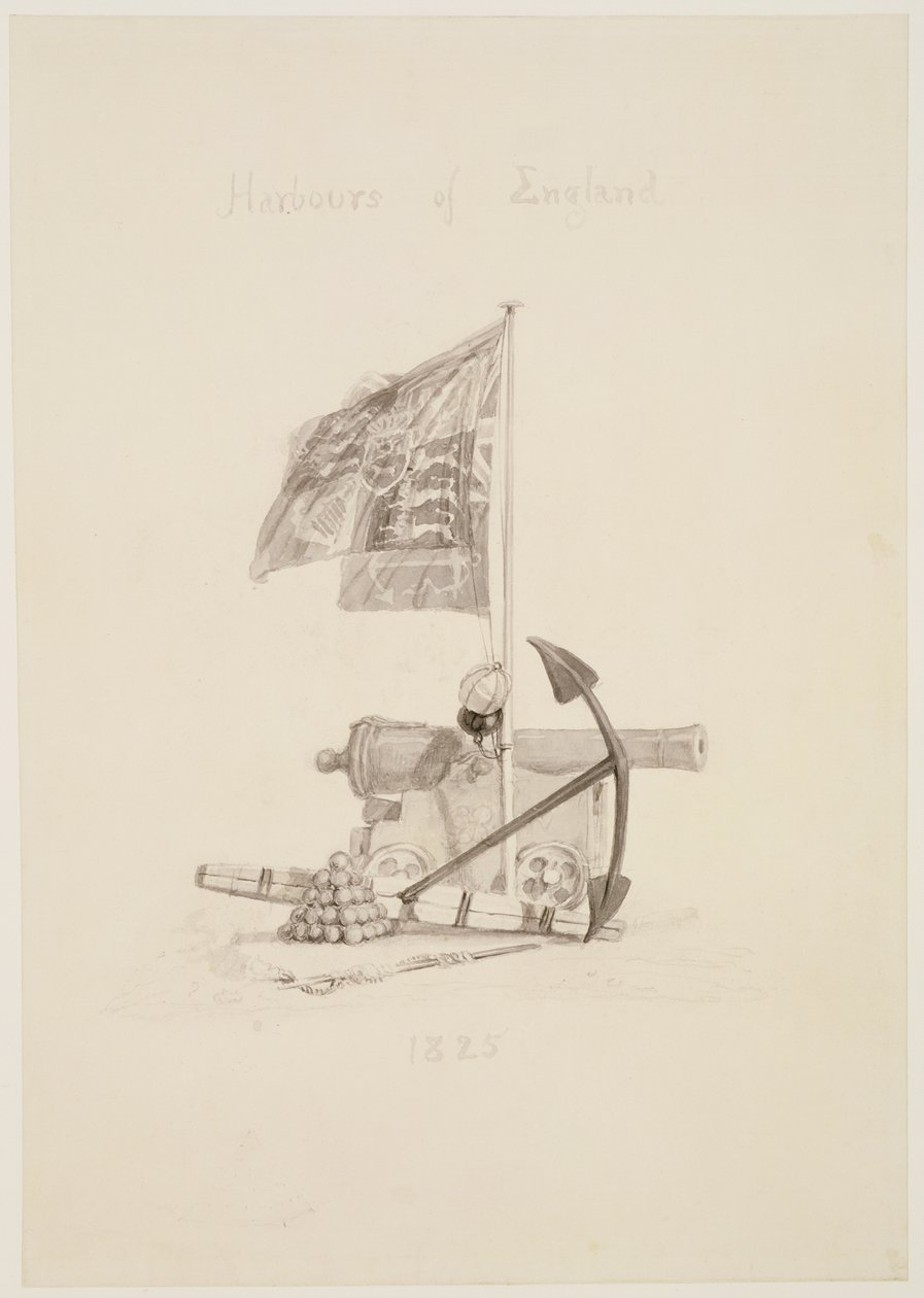 No.0567 İngiltere Limanları, bir kitabın başlık sayfası için tasarım, 1825 (mürekkep ve yıkama) by Joseph Mallord William Turner