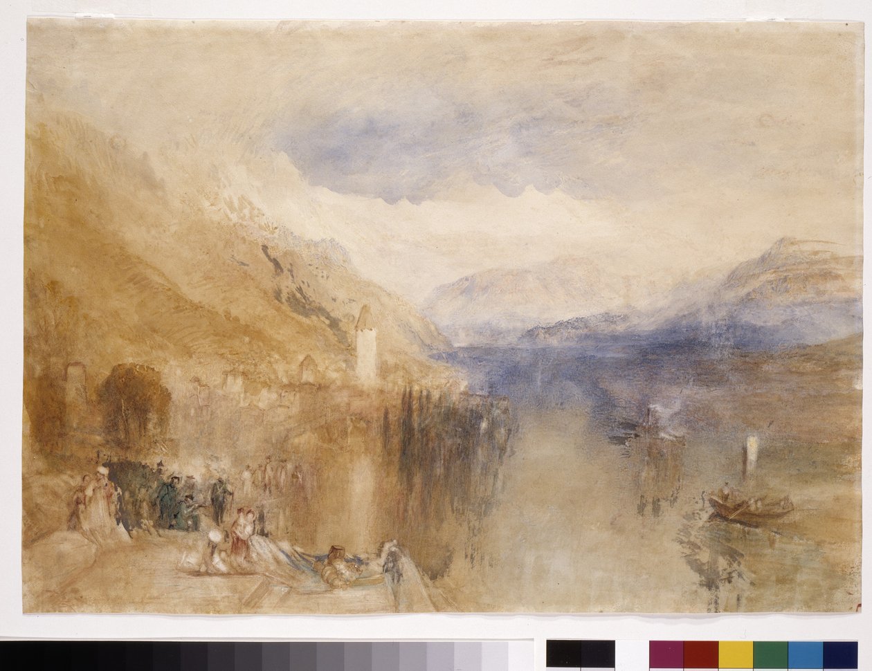 Oberhofen, Lake Thun (beyaz kağıt üzerine suluboya) by Joseph Mallord William Turner